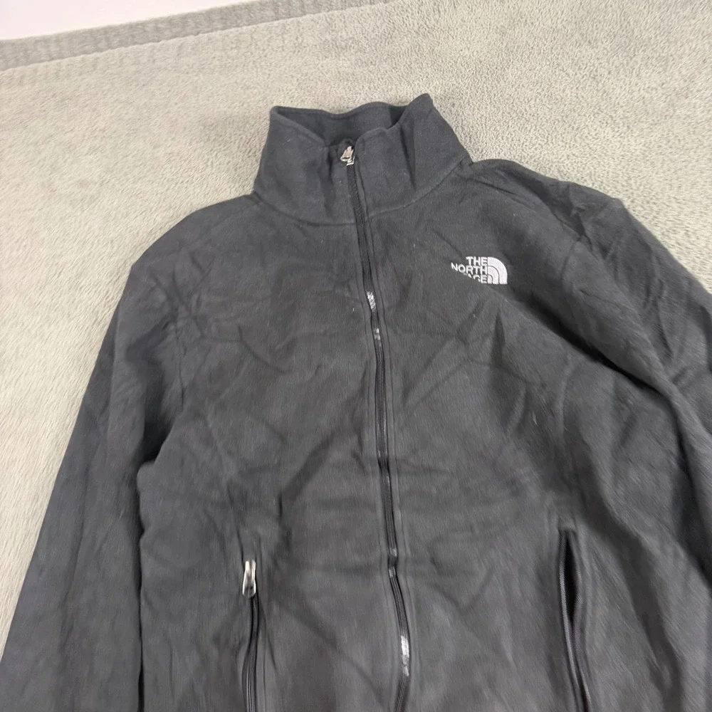 The North Face Mens Full Zip Fleece Jacket Black Mock Neck Size Medium 8956
